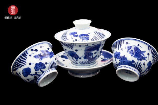 钰青柴窑-鱼纹游茶具