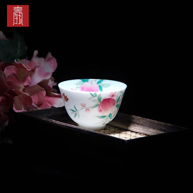 景德钰青•主人杯【内外绘桃之夭夭】
