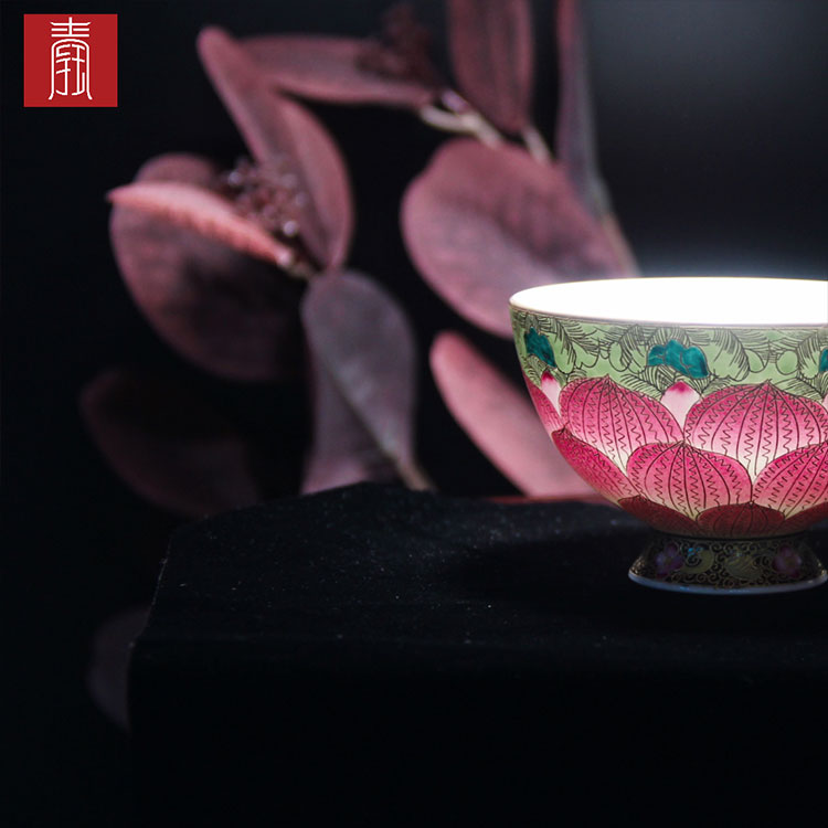 景德钰青•掐丝珐琅彩杯【莲花】