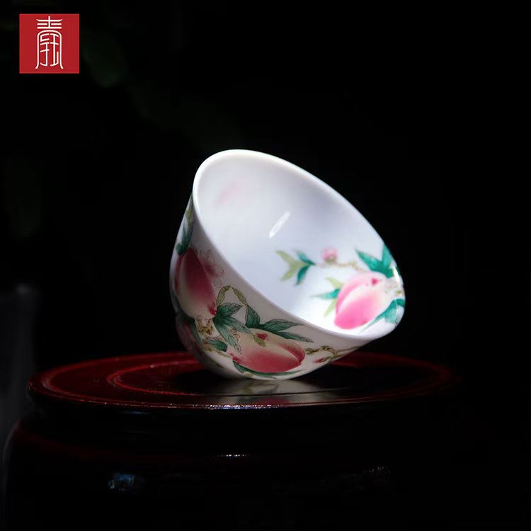 景德钰青•主人杯【内外绘桃之夭夭】