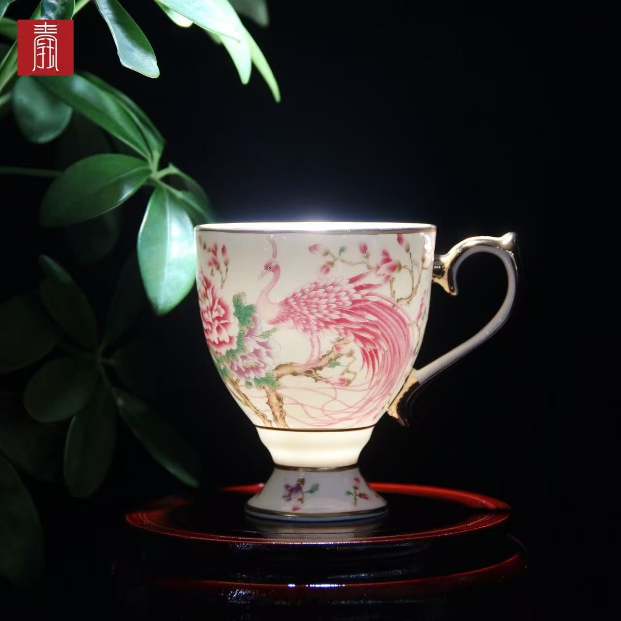 景德钰青 •【雀翎映丹盏·白】高脚咖啡杯