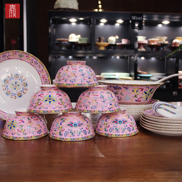 景德钰青•MINI餐具【珐琅彩粉红】