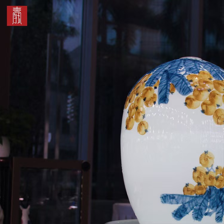 景德钰青·财源滚滚流水瓶【黄金满树】