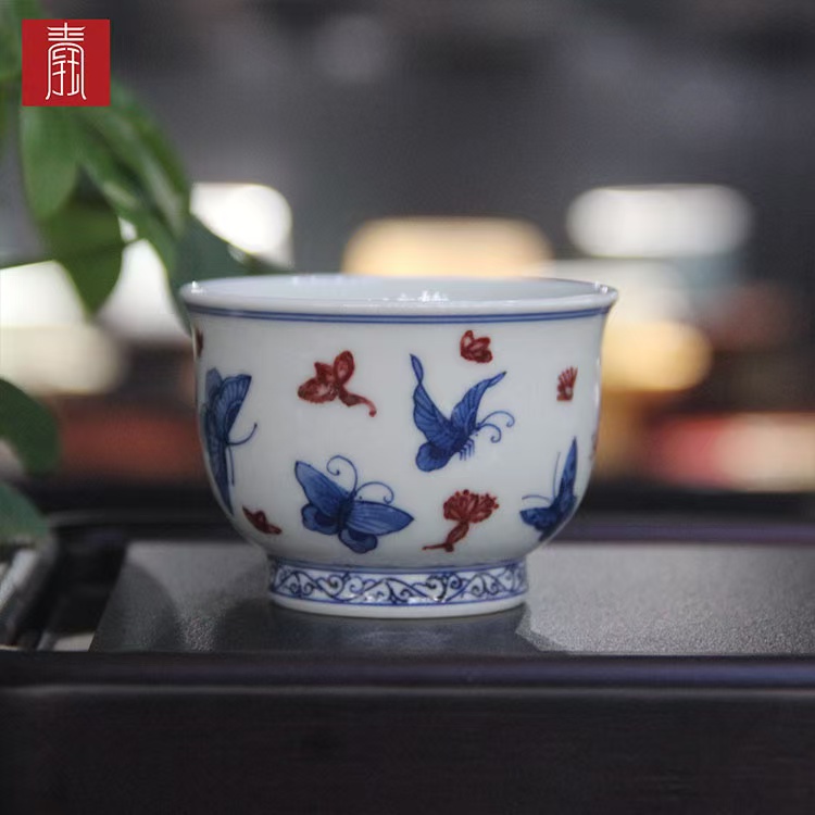 景德钰青•高品【青花釉里红蝶恋花】