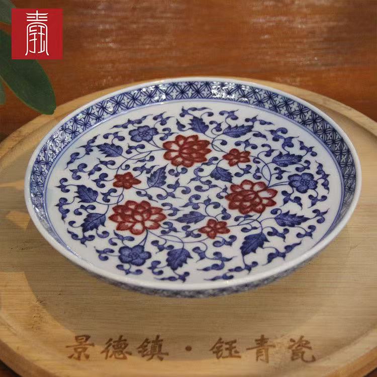 景德钰青•高品【青花釉里红缠枝莲 】