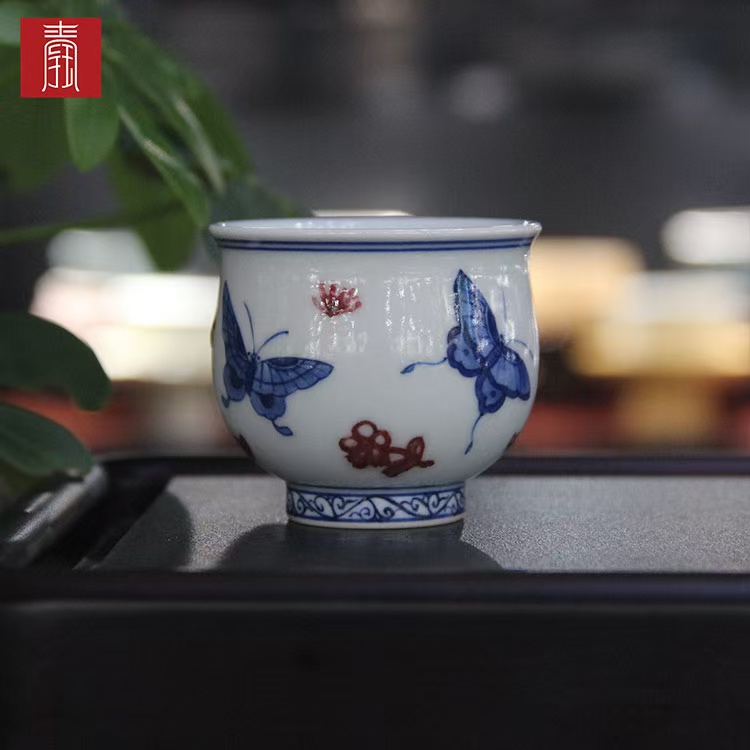 景德钰青•高品【青花釉里红蝶恋花】