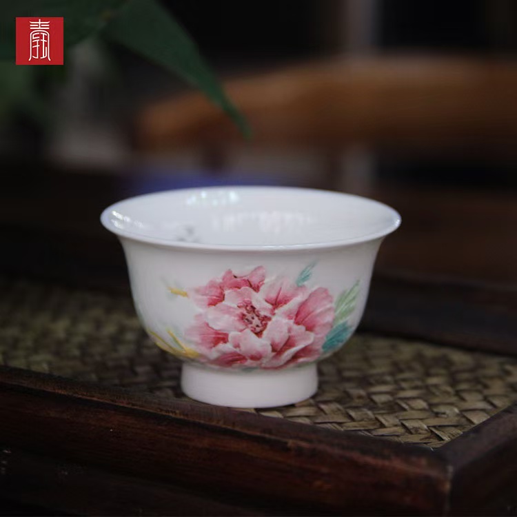 景德钰青 ·手绘茶具【富贵牡丹】